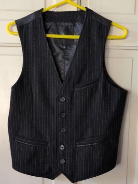 Marc Anthony Black Pinstripe Lined Vest